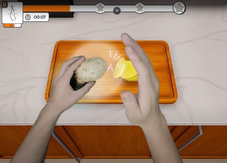 ArmRest virtual hand interaction with kitchen training task