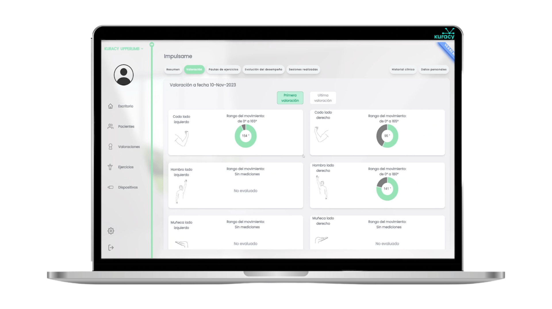 Kuracy dashboard and patient progress UI
