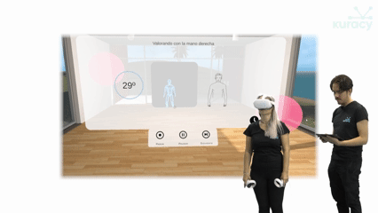 Kuracy demo with white background and arm raise interaction